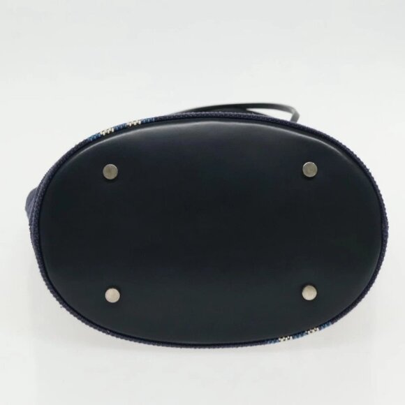 BURBERRY Nova Check Tote Bag Canvas Navy Silver - Picture 8 of 16